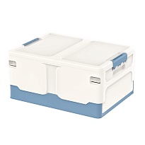 Ящик пластиковый складной белый, дно синее, 480х360х240 мм в Волгограде