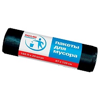 Мешки для мусора 160 л, черные, в рулоне 20 шт., ПВД, 30 мкм, 1200х870 мм, PACLAN Professional, 604082 в Волгограде