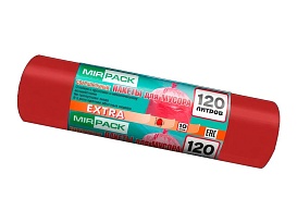 Мешки для мусора 120 л, красные, в рулоне 10 шт., ПНД, 14 мкм, 1100х700 мм, EXTRA, ex1201805 в Волгограде