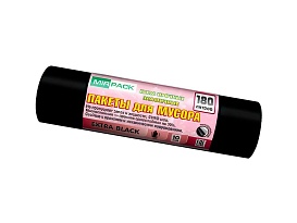 Мешки для мусора 180 л, ароматизированные, черные, в рулоне 10 шт., ПВД, 50 мкм, 1100х930 мм, EXTRA black, 18008301 в Волгограде