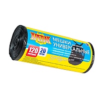 Мешки для мусора 120 л, черные, в рулоне 20 шт., ПНД, 15 мкм, 1100х700 мм, Крепак, 4607075710207 в Волгограде