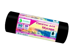 Мешки для мусора 30 л, черные, в рулоне 20 шт., ПНД, 7 мкм, 600х500 мм, MIRPACK Classik, 302040 в Волгограде