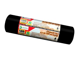 Мешки для мусора 120 л, черные, в рулоне 10 шт., ПНД, 12 мкм, 1100х700 мм, MIRPACK Classik, 1201011 в Волгограде