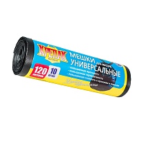 Мешки для мусора 120 л, черные, в рулоне 10 шт., ПНД, 15 мкм, 1100х700 мм, Крепак, 4607075710214 в Волгограде