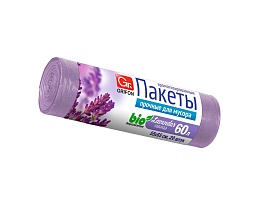 Мешки для мусора 60 л, ароматизированные, Лаванда, сиреневые, в рулоне 20 шт., ПНД, 9 мкм, 650х550 мм, GRIFON Aroma, 101-023 La в Волгограде