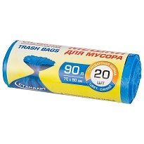 Мешки для мусора 90 л, синие, в рулоне 20 шт., ПНД, 14 мкм, 900х700 мм, LAIMA ULTRA, 607693 в Волгограде