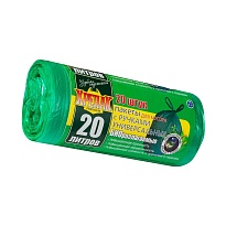 Мешки для мусора 20 л, биоразлагаемые, с ручками, черные, в рулоне 30 шт., ПНД, 10 мкм, 550х440 мм, Крепак, 4607075710047 в Волгограде