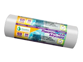 Мешки для мусора 60 л, белые, в рулоне 20 шт., ПНД, 7 мкм, 700х600 мм, MIRPACK Classik, 602052 в Волгограде