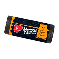 Мешки для мусора 35 л, с ушками, черные, в рулоне 30 шт., ПНД, 10 мкм, 655х500 мм, Comfort, М6064 в Волгограде