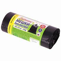 Мешки для мусора 30 л, черные, в рулоне 30 шт., ПНД, 7 мкм, 550х480 мм, Любаша, 608089 в Волгограде