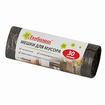 Мешки для мусора 30 л, черные, в рулоне 20 шт., ПНД, 5 мкм, 550х470 мм, Любаша эконом, 605329 в Волгограде