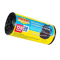 Мешки для мусора 120 л, черные, в рулоне 30 шт., ПНД, 15 мкм, 1100х700 мм, Крепак, 4607075710122 в Волгограде