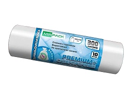 Мешки для мусора 300 л, белые, в рулоне 10 шт., ПВД 70 мкм, 1400х1000 мм, PREMIUM+, 300101602 в Волгограде