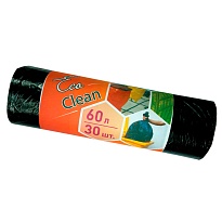 Мешки для мусора 60 л, черные, в рулоне 30 шт., ПНД, 6 мкм, 640х580 мм, Концепция Быта EcoClean, 603890 в Волгограде