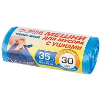 Мешки для мусора 35 л, с ушками, синие, в рулоне 30 шт., ПНД, 11 мкм, 650х500 мм, LAIMA ULTRA, 607684 в Волгограде