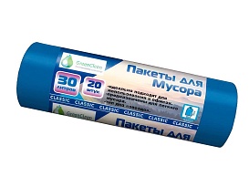 Мешки для мусора 30 л, синие, в рулоне 20 шт., ПНД, 7 мкм, 600х500 мм, MIRPACK Classik, 302041 в Волгограде