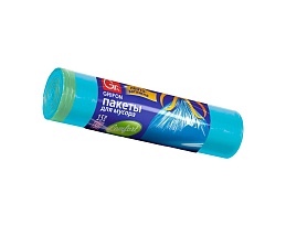 Мешки для мусора 50 л, с завязками, голубые, в рулоне 15 шт., ПНД, 14 мкм, 700х600 мм, GRIFON, 101-063 в Волгограде
