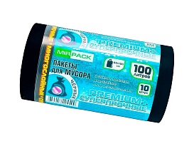 Мешки для мусора 100 л, черные, в рулоне 10 шт., ПВД, 70 мкм, 1000х600 мм, PREMIUM+, 1001076 в Волгограде