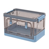 Ящик пластиковый складной прозрачный коричневый, дно синее, 360х235х230 мм, с колесиками в Волгограде