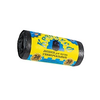 Мешки для мусора 30 л, с ушками, черные, в рулоне 30 шт., ПНД, 8 мкм, 580х460 мм, Крепакоф, 4607075710238 в Волгограде