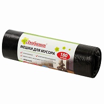 Мешки для мусора 180 л, черные, в рулоне 10 шт., ПВД, 24 мкм, 1060х800 мм, Любаша, 605336 в Волгограде