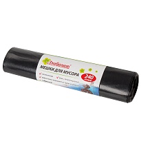 Мешки для мусора 240 л, черные, в рулоне 5 шт., ПВД 30 мкм, 1300х900 мм, Любаша, 605338 в Волгограде