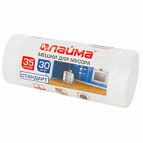 Мешки для мусора 35 л, белые, в рулоне 30 шт., ПНД, 6 мкм, 550х480 мм, LAIMA, 605538 в Волгограде