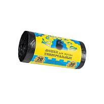 Мешки для мусора 20 л, с ушками, черные, в рулоне 30 шт., ПНД, 10 мкм, 550х440 мм, Крепакоф, 4607075710221 в Волгограде
