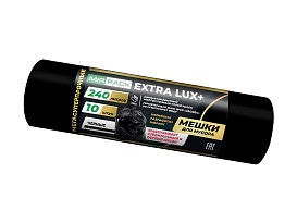 Мешки для мусора 240 л, черные, в рулоне 10 шт., ПВД 60 мкм, 1300х930 мм, EXTRA LUX+, 24010115 в Волгограде